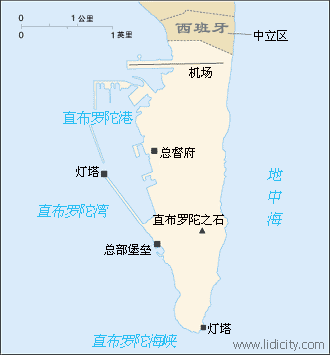 直布羅陀國(guó)土面積示意圖